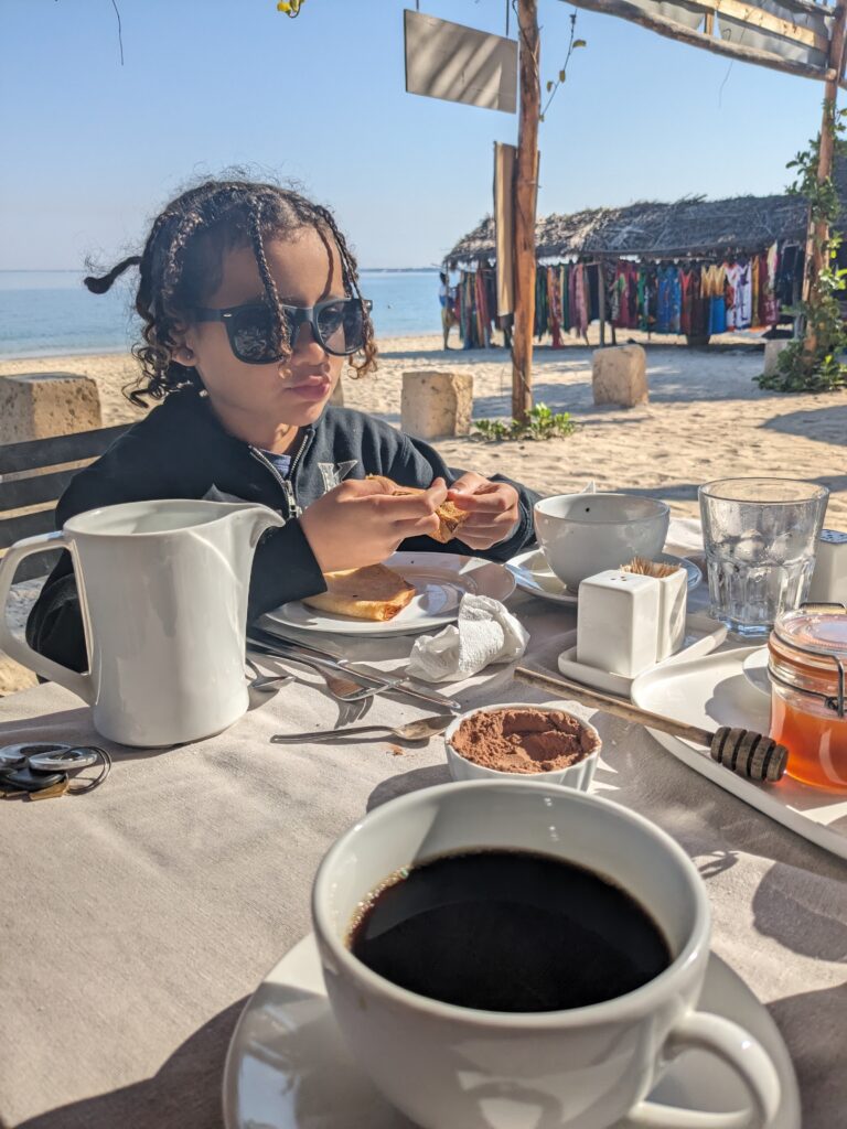 Coffee on the beach in Mangily, Toliara